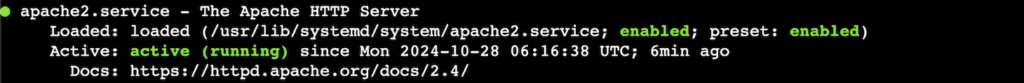 Apache's service status on terminal