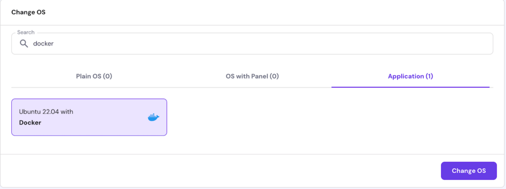 Hostinger's Docker VPS template on hPanel