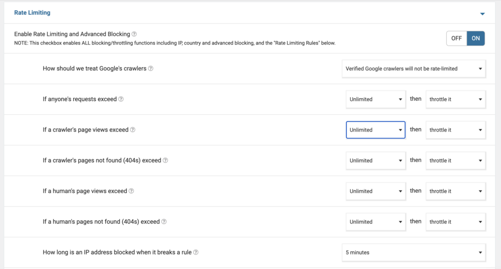 The Rate Limiting feature in Wordfence