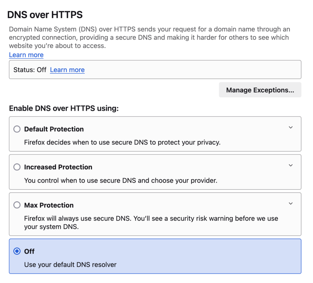 firefox-dns-over-https-enable-dns-over-https-using-off-selected