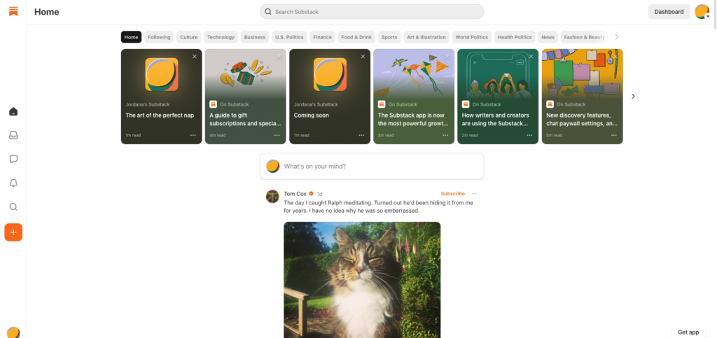 Substack homepage