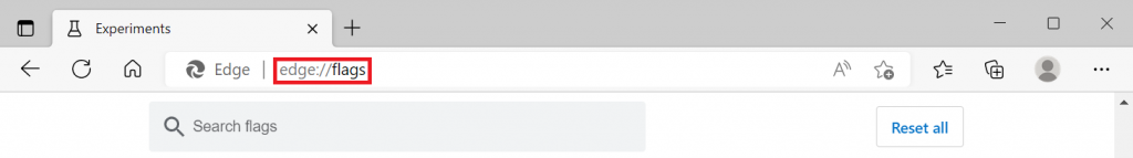 Accessing hidden Edge settings by entering edge://flags into the address bar.