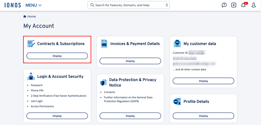 The Contracts & Subscription option in My Account