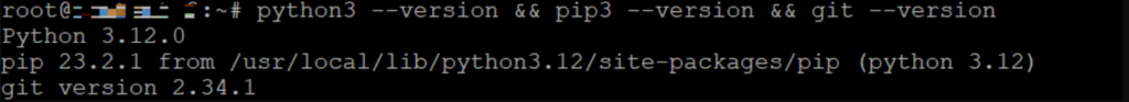 Python PIP and Git version on Terminal