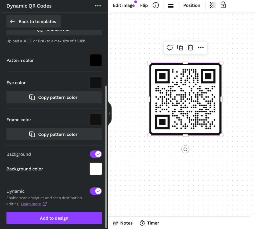 Canva dynamic QR code design