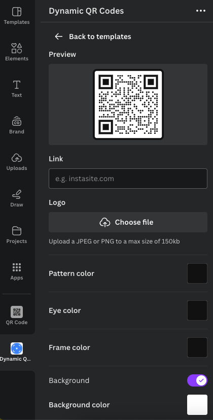 Canva dynamic QR code generator