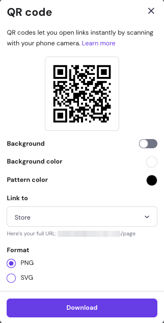 Hostinger Website Builder QR code customization option