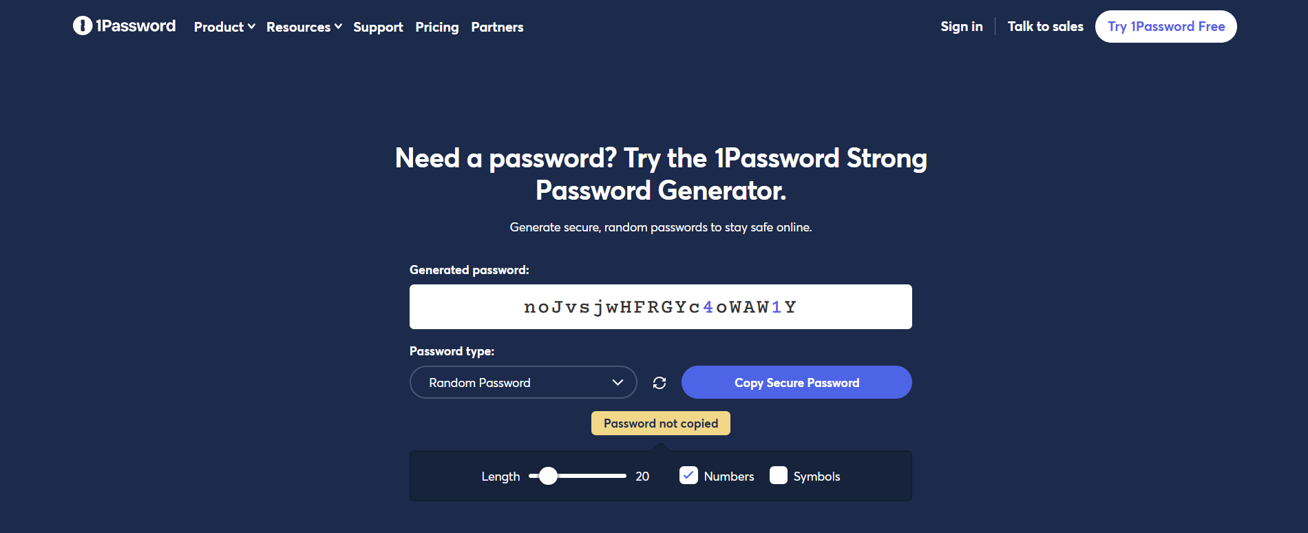1Password password generator