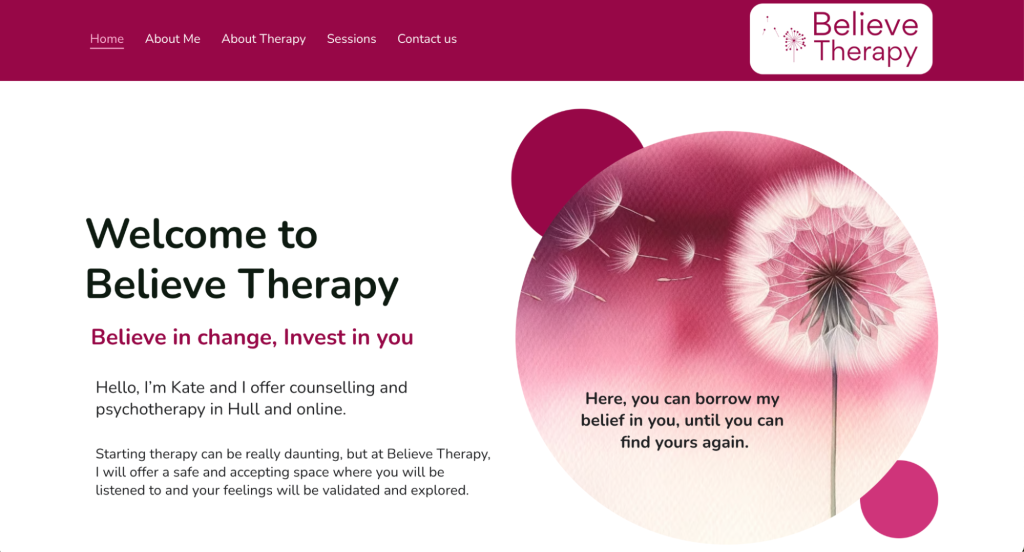 Believe Therapy landing page