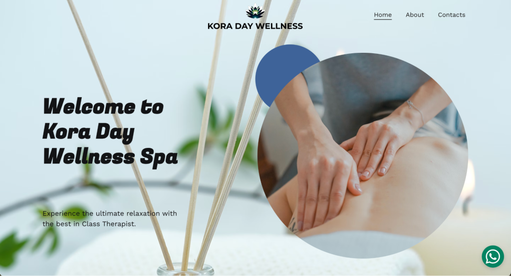 Kora Day Wellness Spa landing page