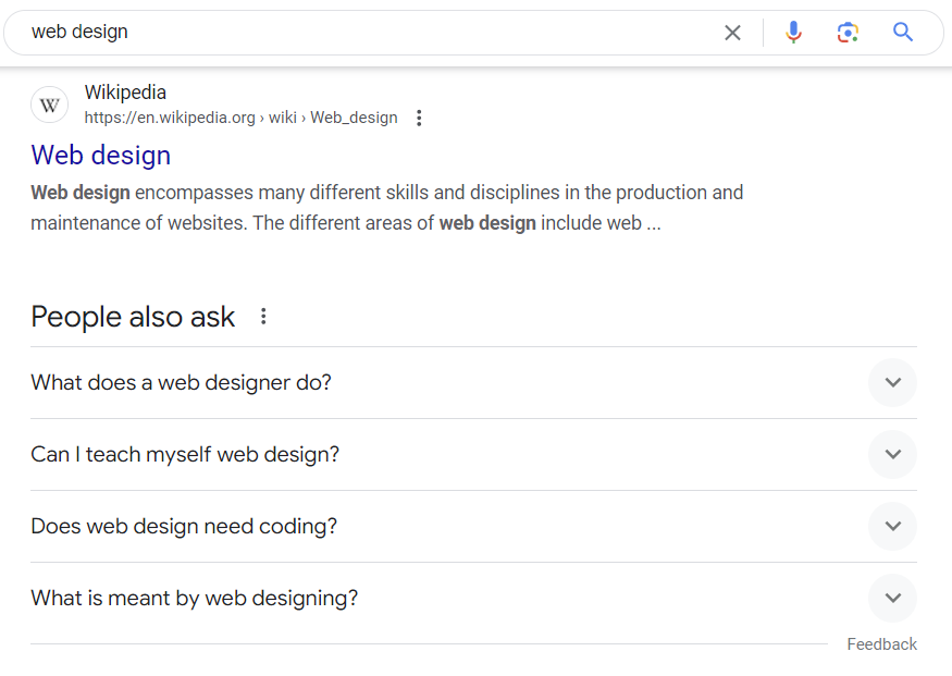 The People Also Ask feature in Google