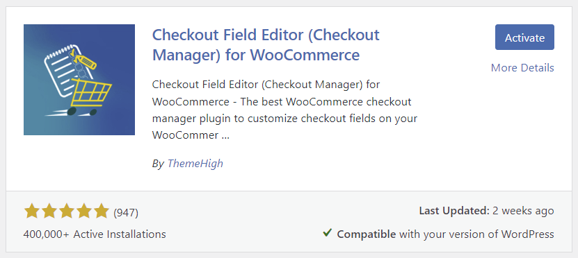 Checkout Field Editor WordPress plugin