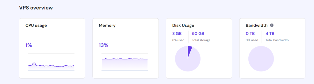 Hostinger VPS usage monitoring feature in hPanel