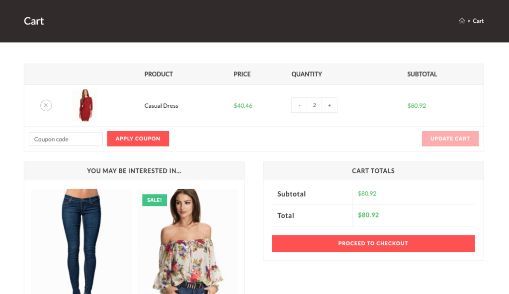 OceanWP checkout page showing related products for upselling