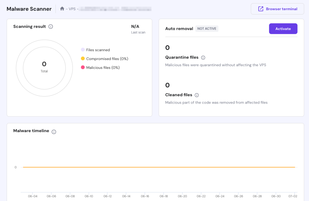 Hostinger VPS hPanel malware scanner