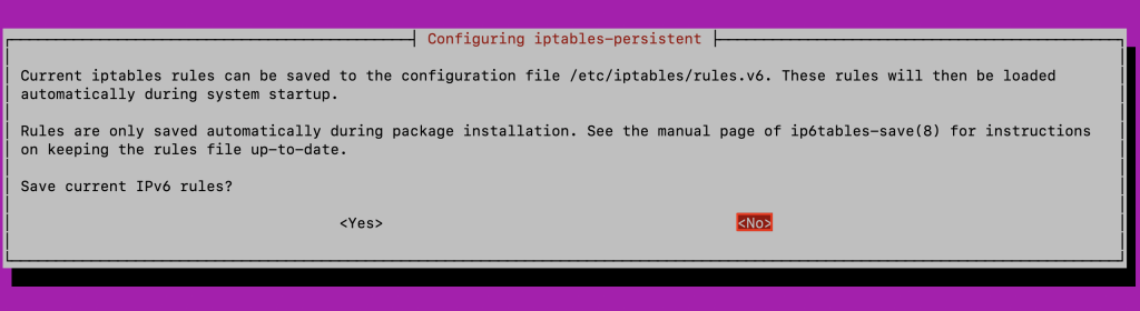 iptables' IPv6 rules prompt