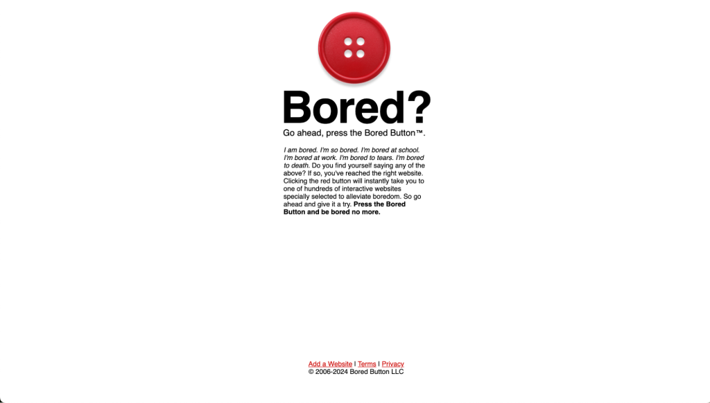 Bored button homepage