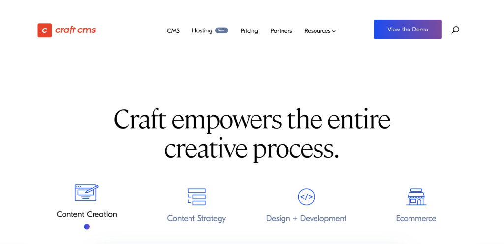 Craft CMS homepage