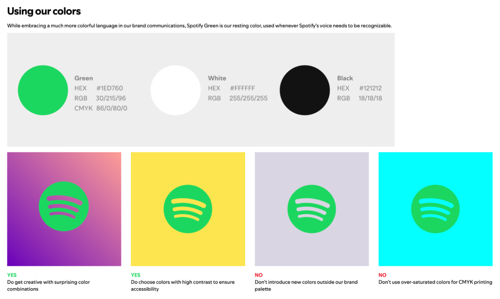 Spotify color guidelines