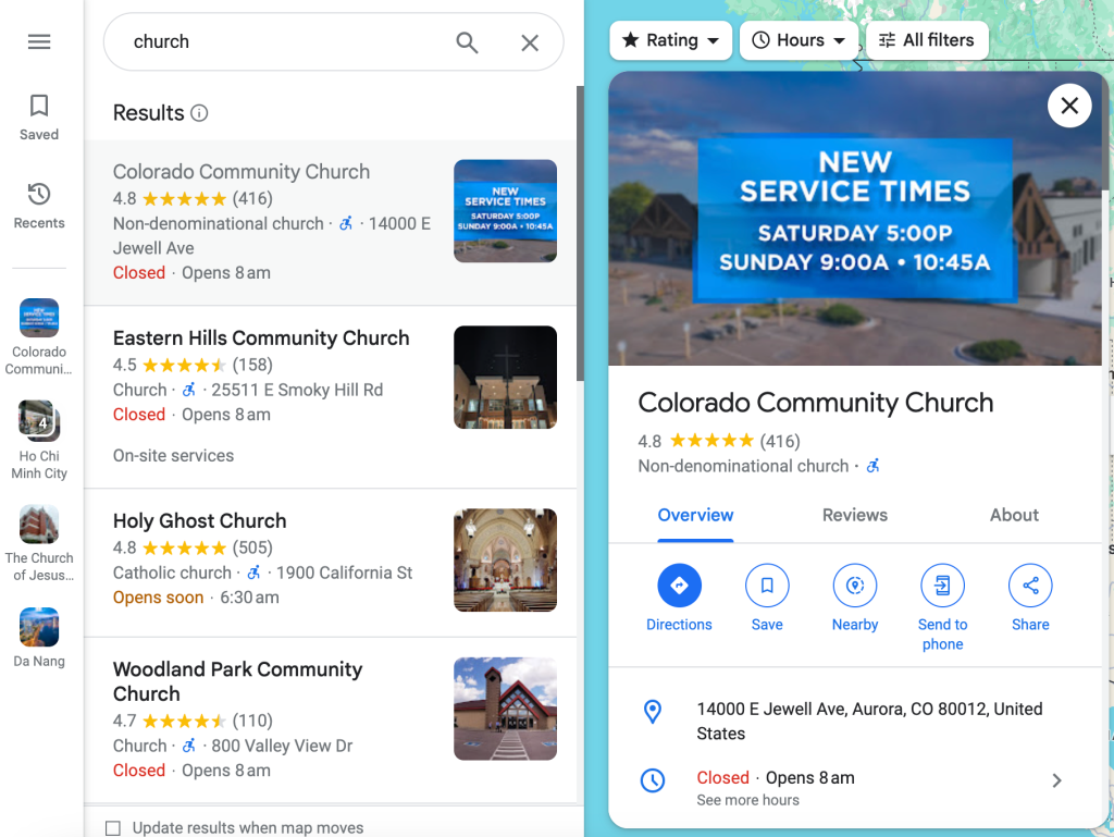 Google Maps Colorado Community Church