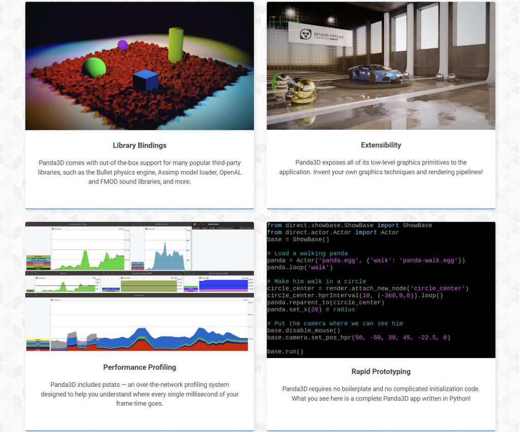 Panda3D's features with examples of how Python integration enables rapid prototyping in this game engine.