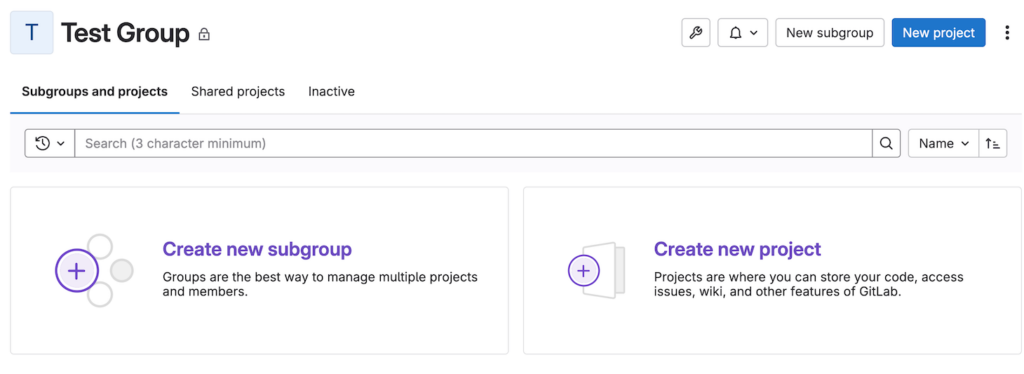 A group page in GitLab