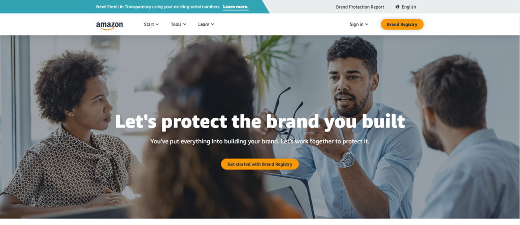 Amazon Brand Registry homepage