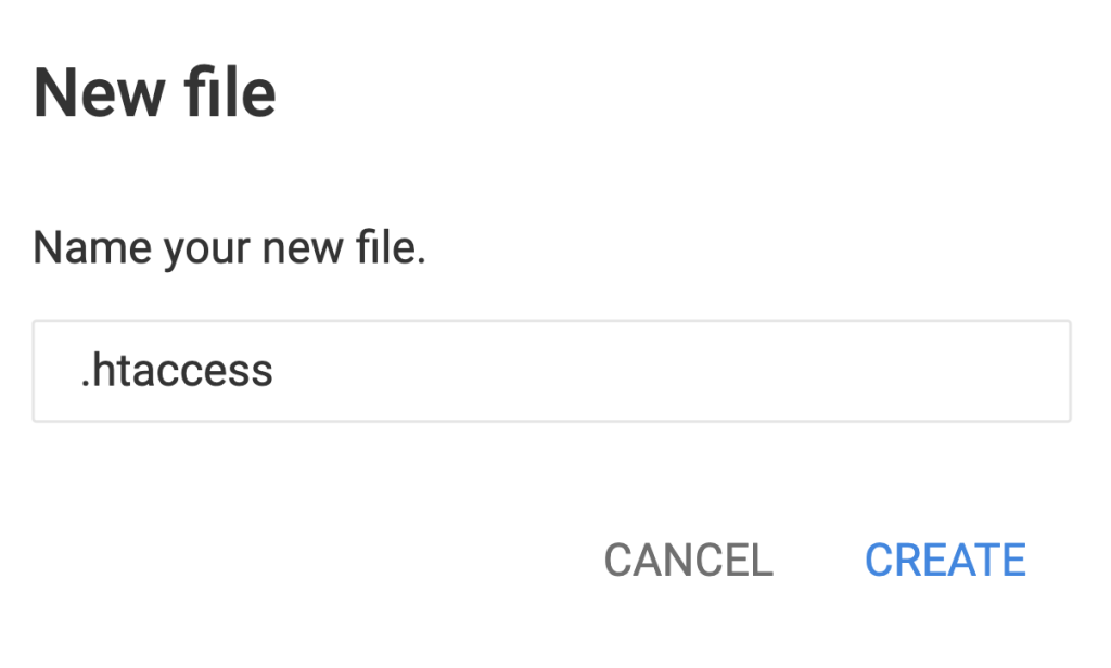 The New file window in a file manager