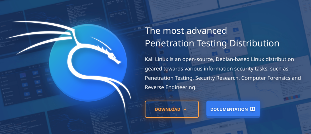 Kali Linux's official homepage