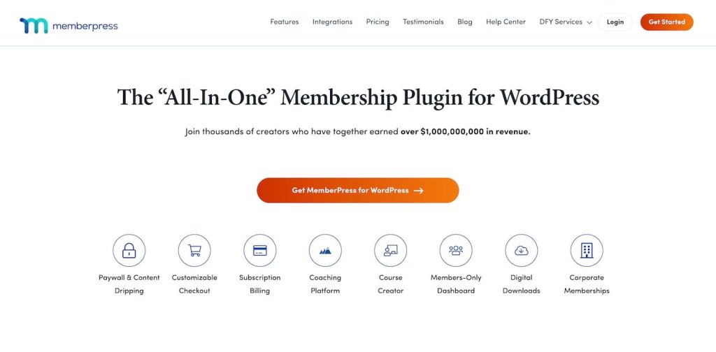 MemberPress plugin landing page