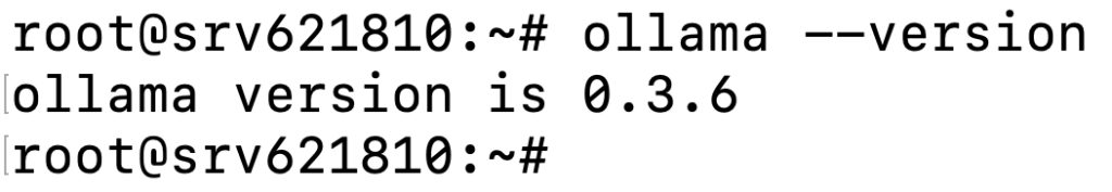 Terminal output displaying the installed Ollama version