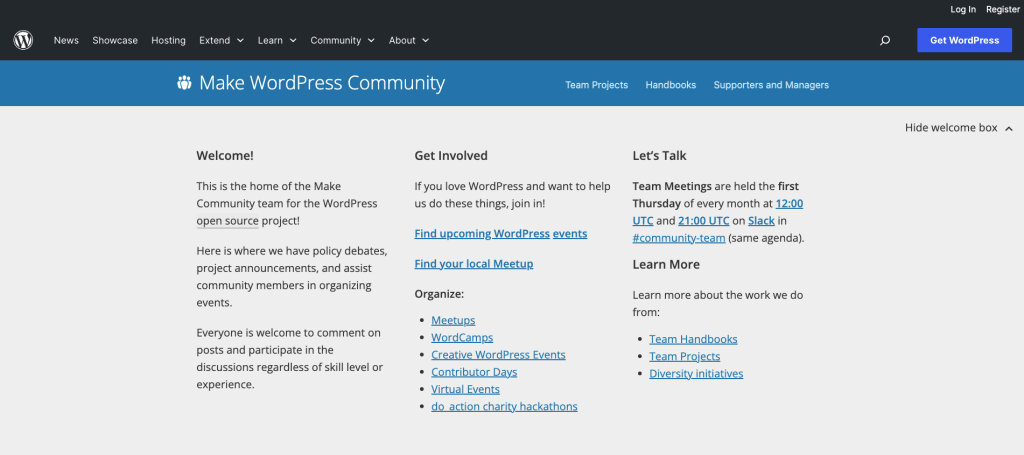 WordPress Community homepage