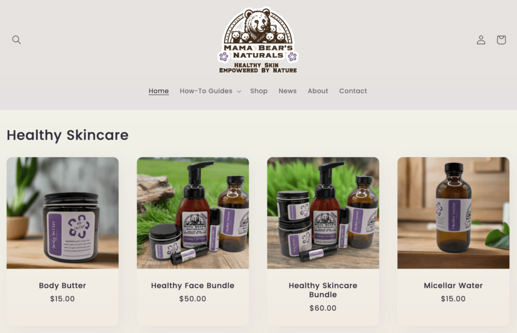 Homepage of Mama Bear's Naturals