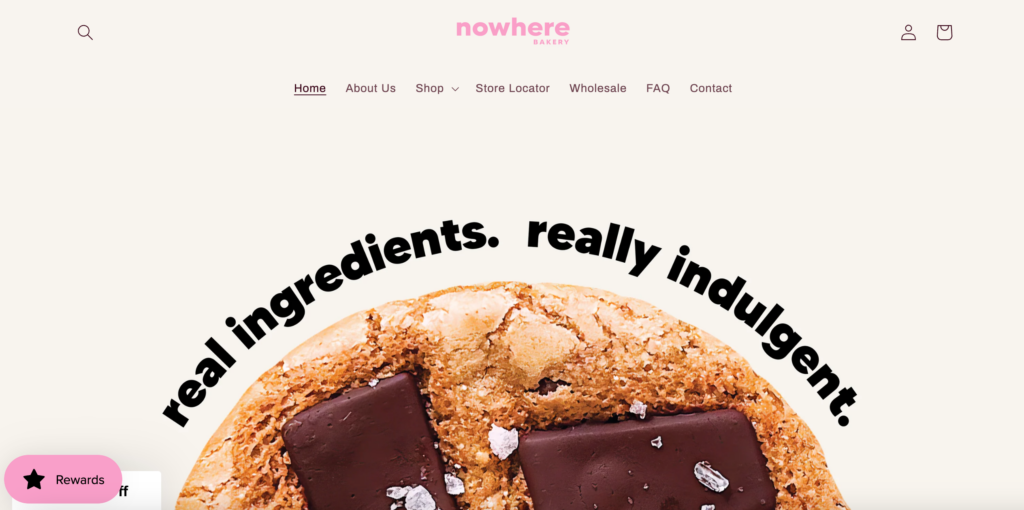 Nowhere Bakery homepage