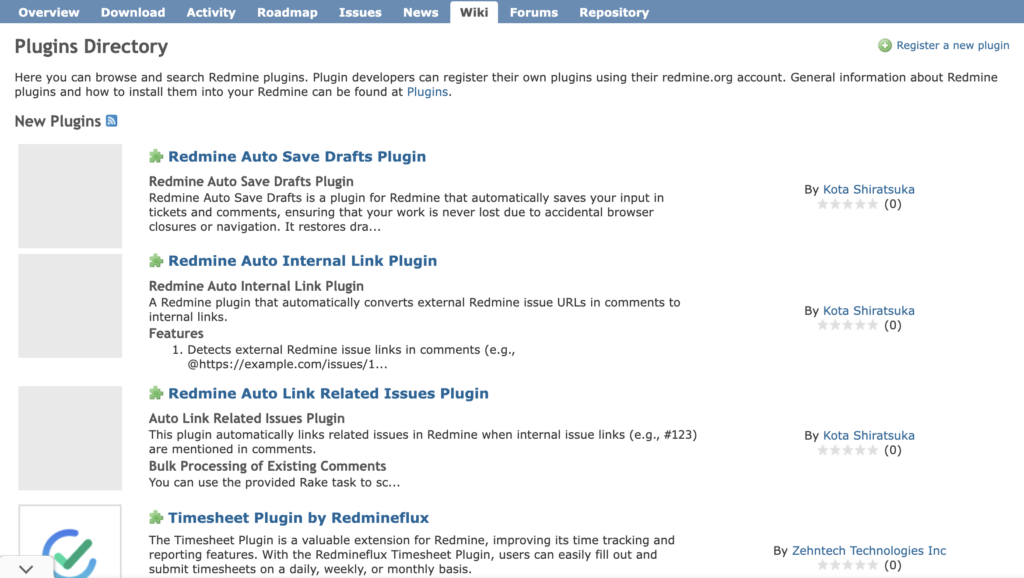 Redmine plugins directory