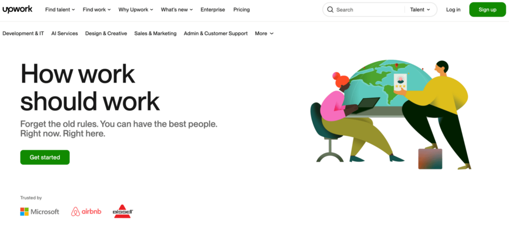 Homepage of Upwork